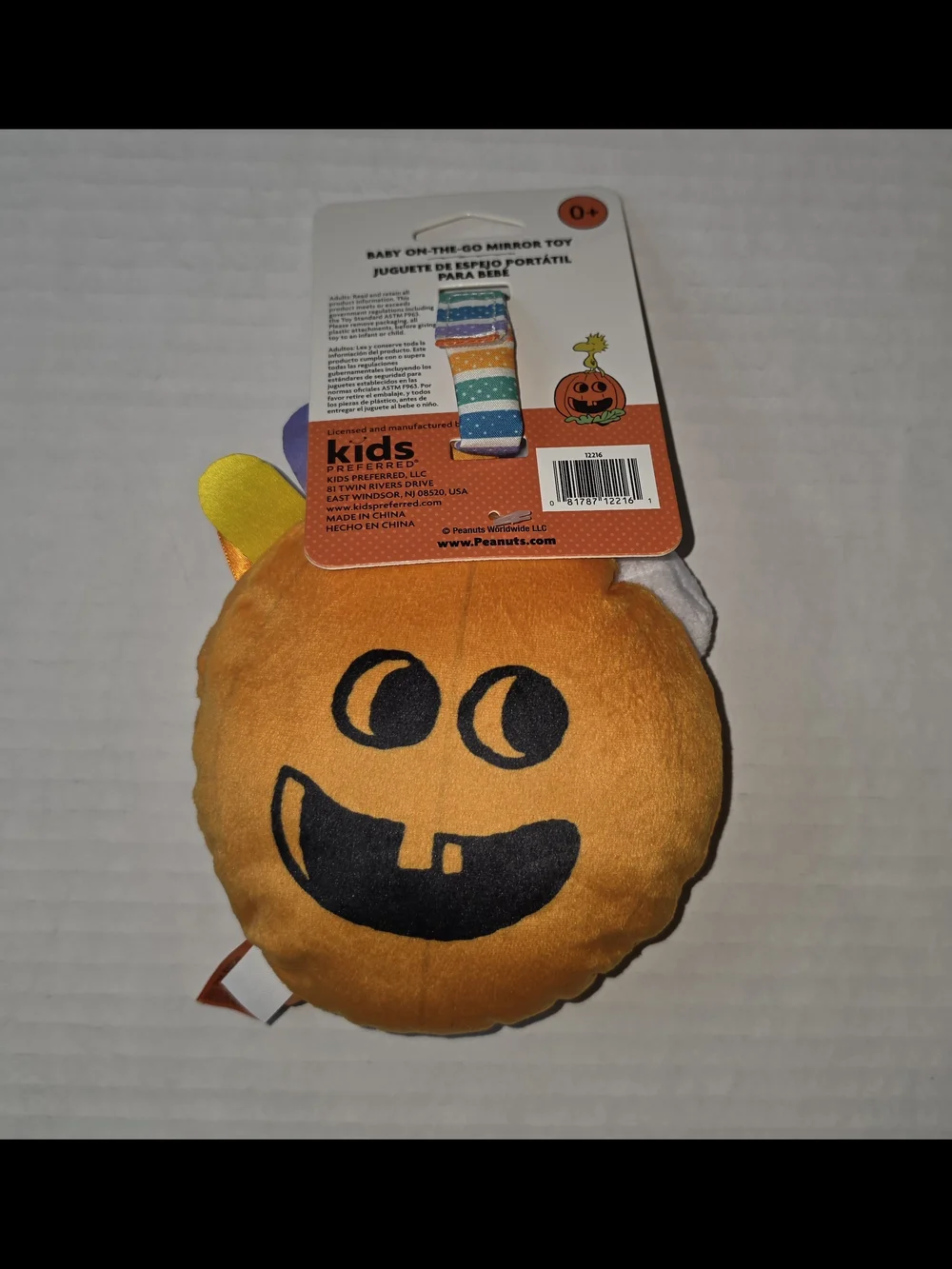 Peanuts Halloween Baby On The Go  Mirror Rattle Toy - Soft Tactile Activity Toy